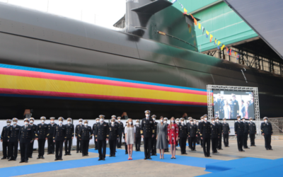 La ceremonia de puesta a flote del S-81 ‘Isaac Peral’ de Navantia fue presidida por el Rey Felipe VI