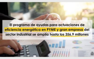 El Programa de ayudas para actuaciones de eficiencia energética en PYME y gran empresa del sector industrial se amplía hasta los 356,9 millones