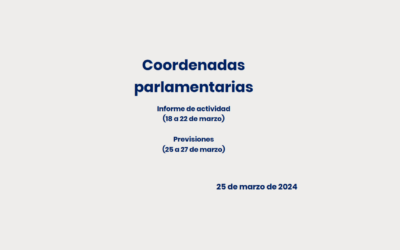 CEOE – Coordenadas Parlamentarias: Informe de Actividad (18 de marzo a 22 de marzo) y previsiones (25 a 27 de marzo)