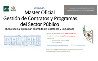 Abierto el plazo de inscripción de la XXII Edición del Máster Oficial en Gestión de Contratos y Programas del Sector Público